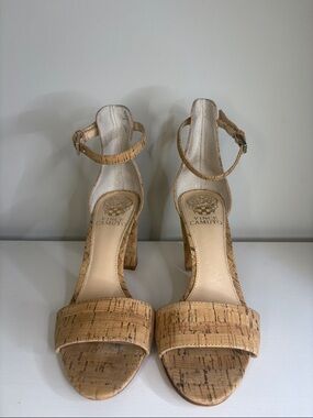 Vince Camuto Cork Ankle-Strap Block Heels - Natural Tan